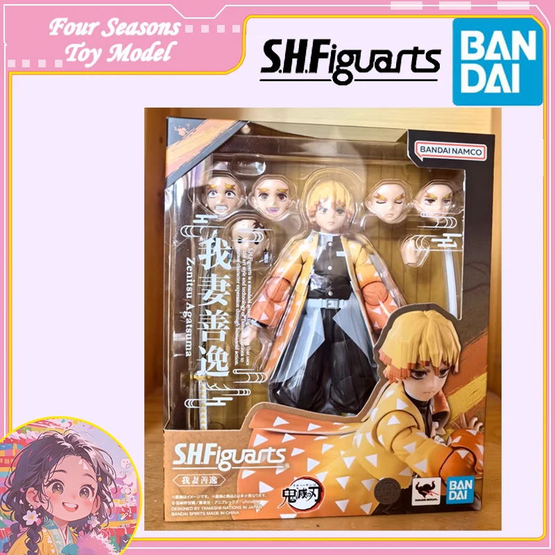 Envío rápido Bandai Anime Demon Slayer SHF Zenitsu Agatsuma modelo Original juguete figura de acción adorno coleccionable regalo para niños