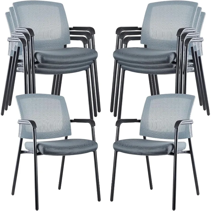 

Серые штабелируемые стулья, штабелируемые стулья для комнаты ожидания с подлокотником, сетчатый офисный стул для приема, гостевой стул для домашнего стола, конфет