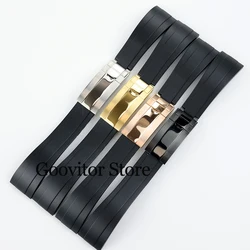 20mm rubber strap black/rose gold/gold/silver folding safety buckle for sbumariner gmt yacht NH35 watch case 40mm high quality