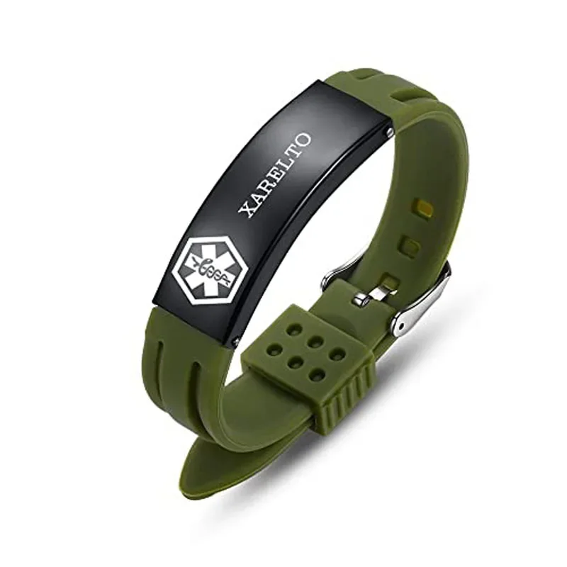 DIY Einstellbare Silikon Armbänder Freies Carving Männer Frauen Notfall Medizinische ID Alarm Sport Armreifen Mode Schmuck Zubehör – Detail 3