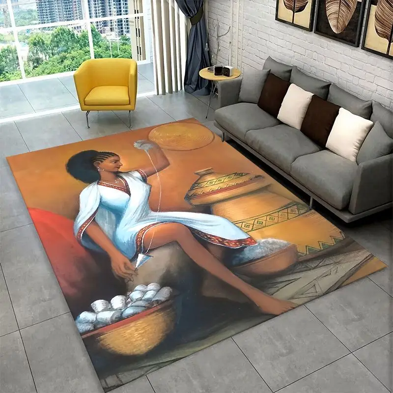 Africa Ethiopian Art Tradition Custom Large Area Rug Non-slip Carpet for Bedroom Living Room Sofa Doormat Home Decor Floor Mat