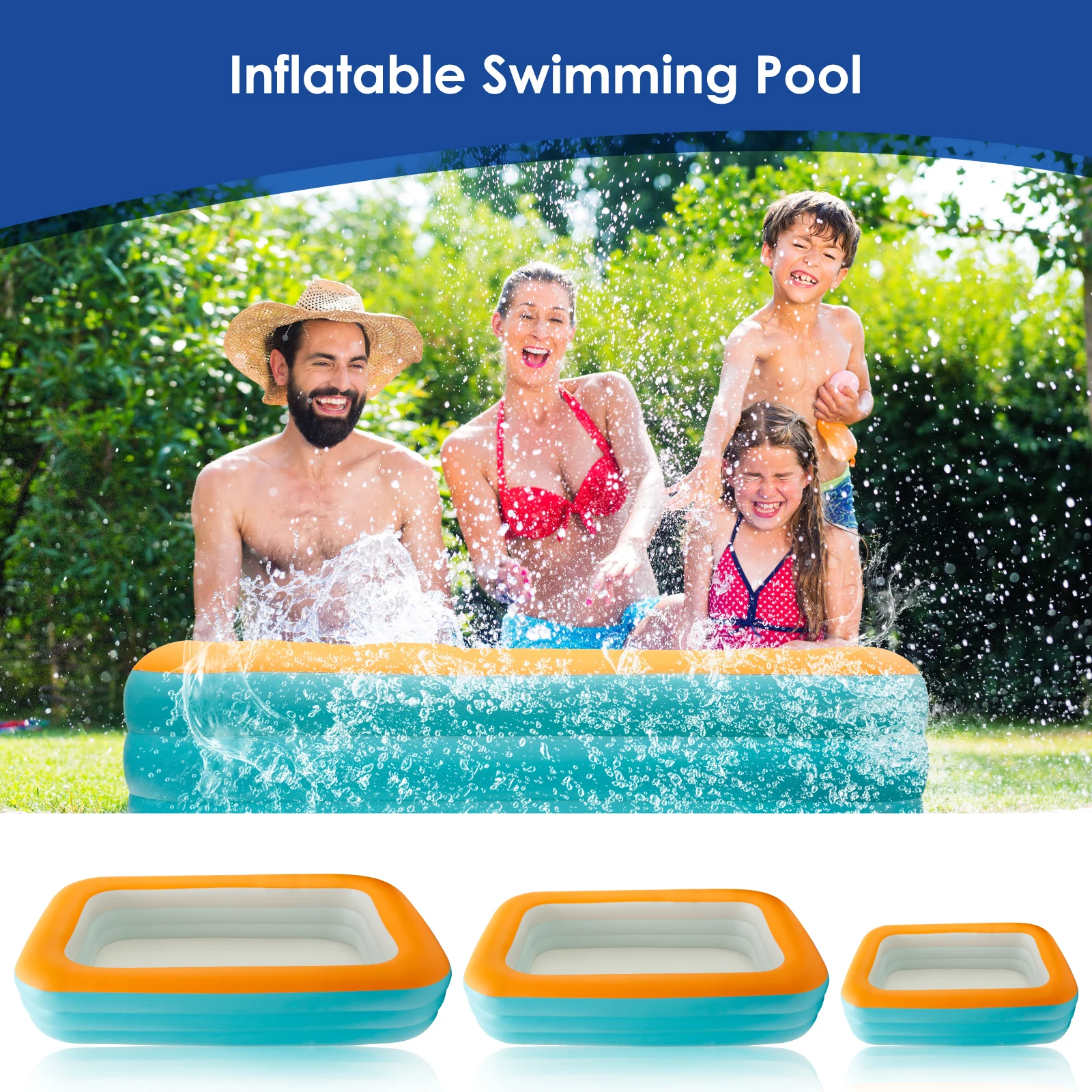 Large Swimming Pool  Inflatable Pool with Inflatable Soft Floor Easy to Use Blow Up Pool for Adults Fun Kids Inflatable Pool