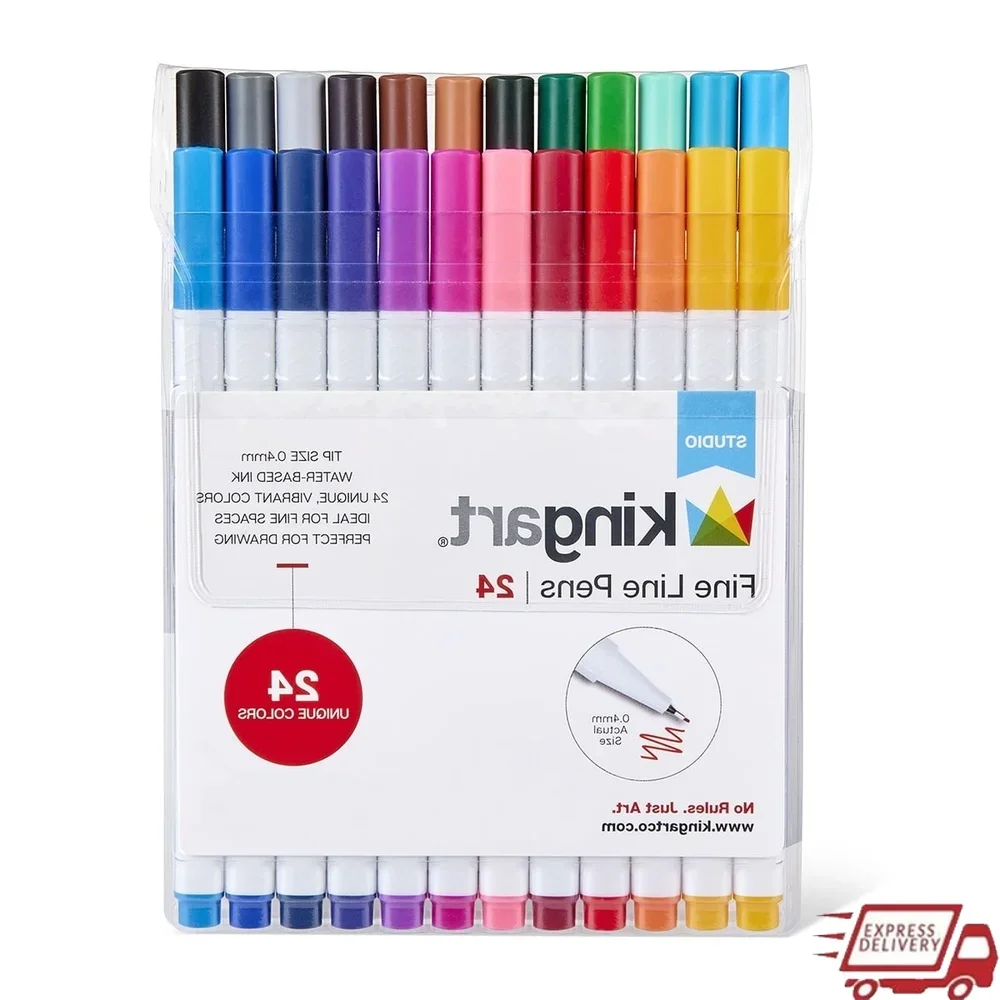 

Fineliner 24 шт., ручки с тонкими линиями, наконечники 0,4 мм, нетоксичные водонепроницаемые ручки-раскраски для рисования для художников, иллюстрация