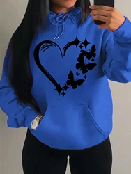 Combination Of Love And Butterfly Pattern Hoody Women Hip Hop Street Hoodies Trendy Pocket Clothes Vintage Multicolor Hoodie