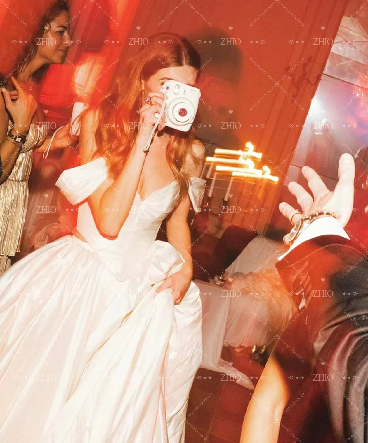 ZHIO Винтажное свадебное платье из 2 предметов с открытыми плечами и драпировкой, длинным шлейфом цвета слоновой кости, шелковое свадебное платье из тафты, индивидуальное платье Robe de mariée