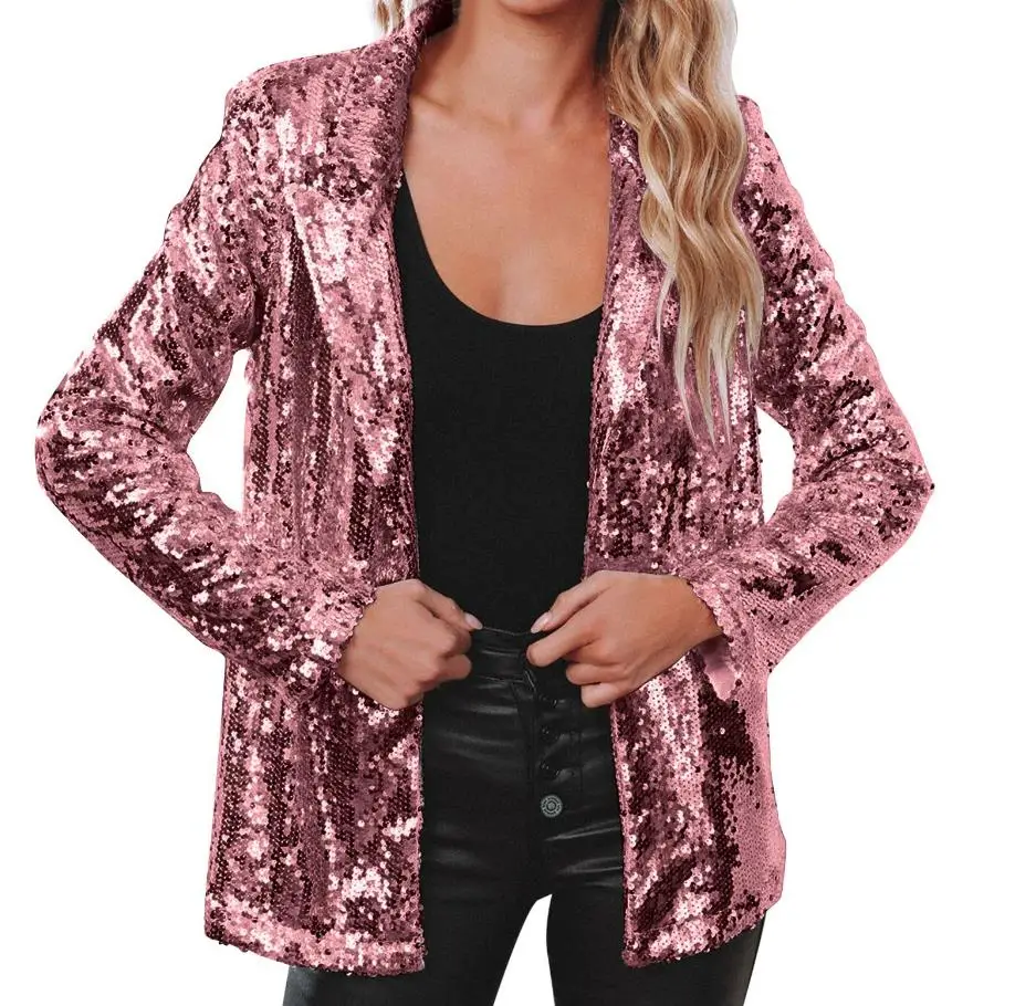 

Новая модная повседневная куртка-пиджак с бисером и пайетками, с длинным рукавом, элегантный женский топ-пиджак для осени, зимы и весны 2026 года