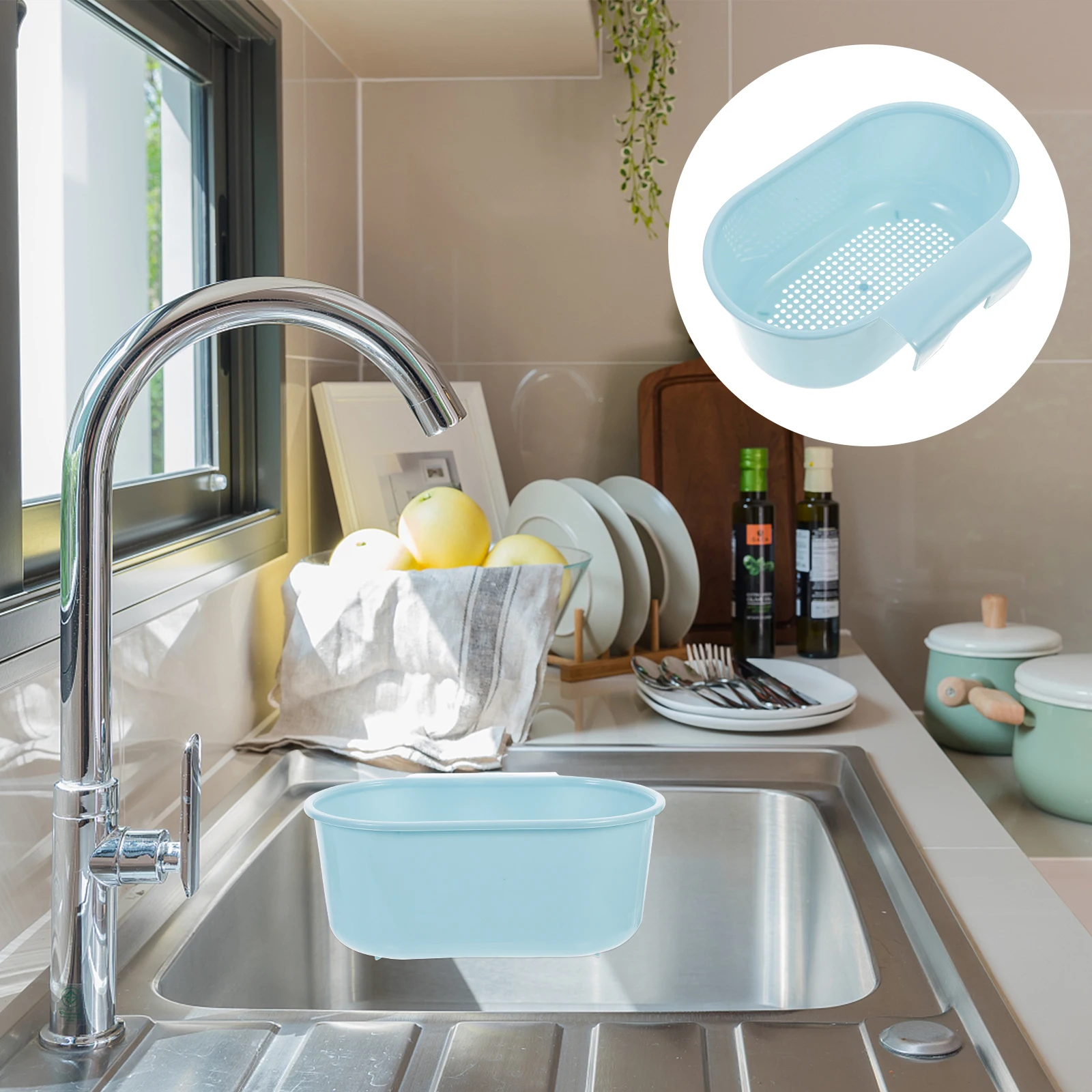 

2pcs Drain Sturdy Strong Durable Fruit Cleaning Storage Rack Space Saving Easy Install Kitchen Mesh Strainer For Kitchen Waste