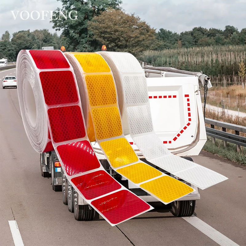 VOOFENG Segmented High Intensity Prismatic Reflective Tape 5CM Width Red White Yellow Color Truck Trailer Vehicle Sticker