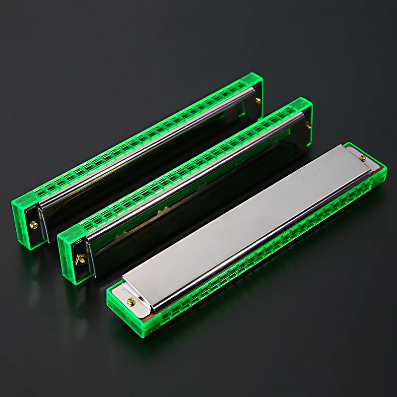 24 Hole Double Row Metal Harmonica Early Education Instrument Haibei Harmonica Polyphonic Accent Student Adult Beginner Portable
