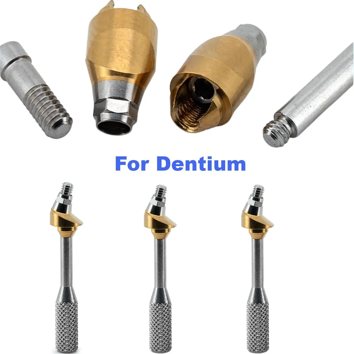 Dental Implant Angled Abutment Titanium Gold Hex Connection Compatible With Dentium System Oral Restorative Prosthetics
