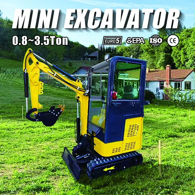 Personalizado con cabina 1,5 1,8 toneladas Mini excavadora con múltiples herramientas auxiliares Uso agrícola Ce Epa Euro 5 Mini excavadoras