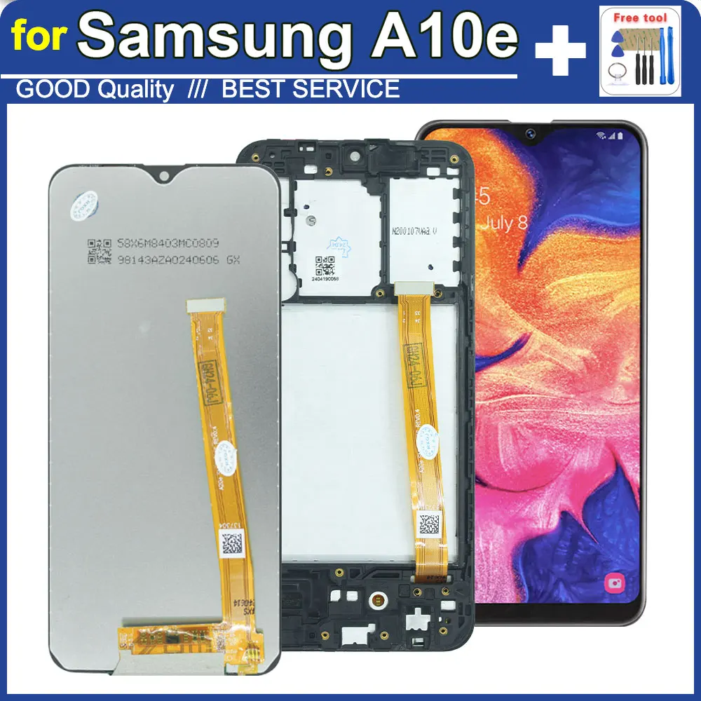 For Samsung Galaxy A10e Phone LCD Display Touch Screen Digitizer Component Samsung A10e A102U A102F Frame Screen Replacement