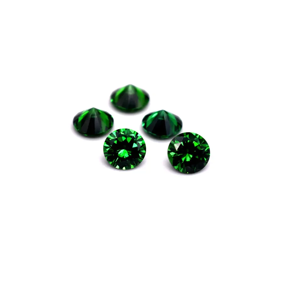 10pcs High Quality Round Faceted Medium Green Brilliant Cut Emerald Gem in Small Sizes