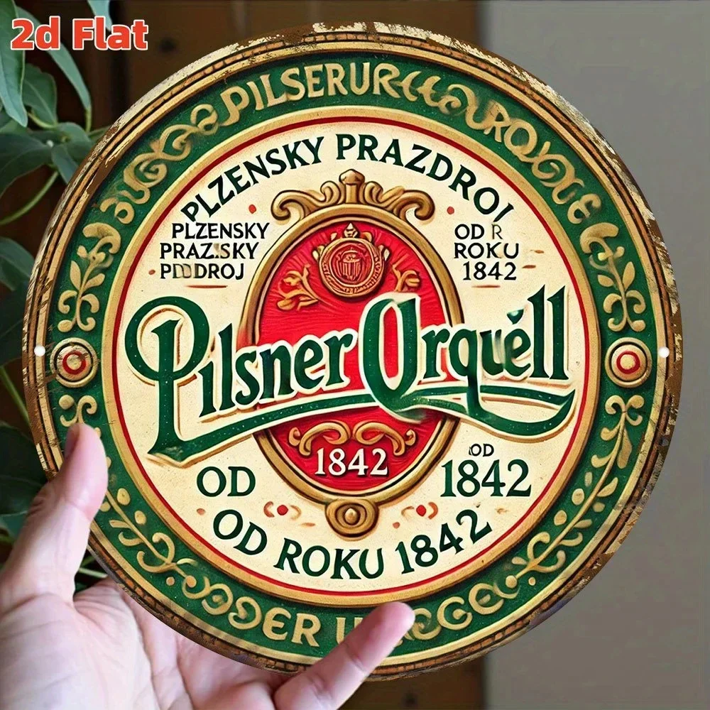 Vintage 2D Flat Round Tin Sign - 