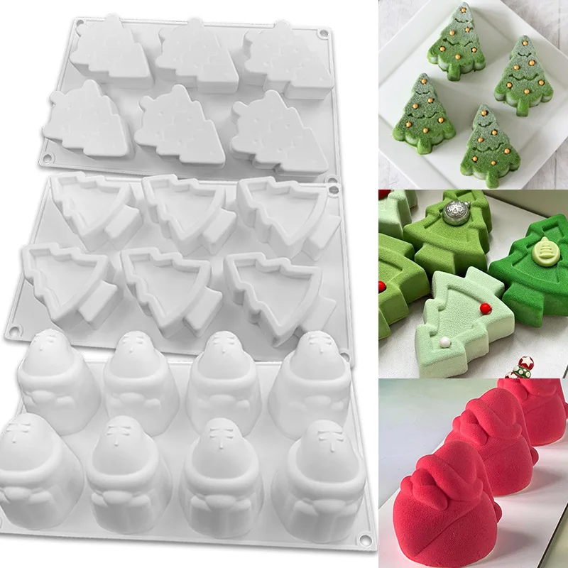 

Santa Claus Aroma Candle Mould Cake Tool Mousse Cake Mold Christmas Tree Chocolate Home Ornament Crafting Silicone Mould