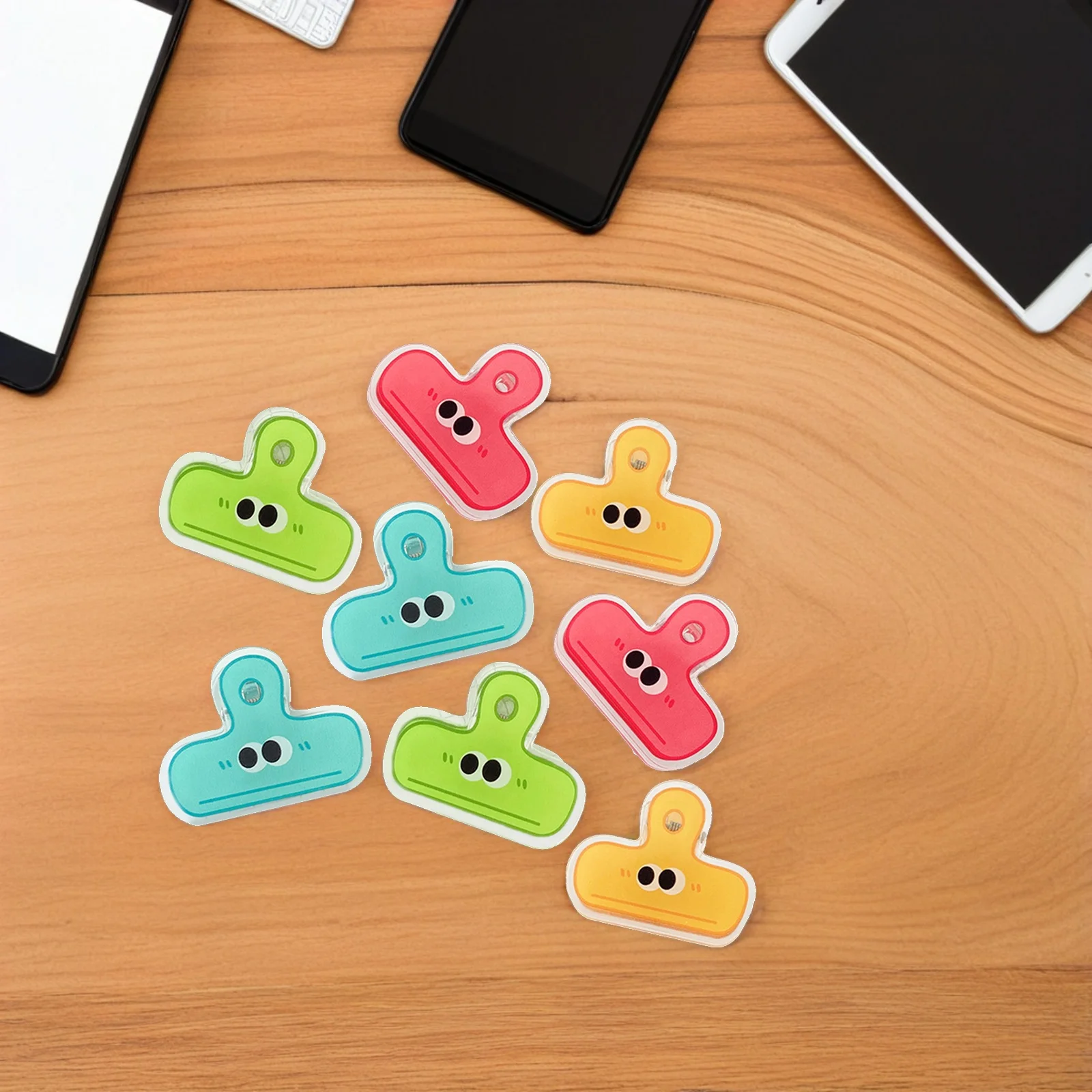 

8Pcs File Clips Plastic Binder Clips Creative Paper Clamp for Document Papers Photo Cards Bills Office Home Organization