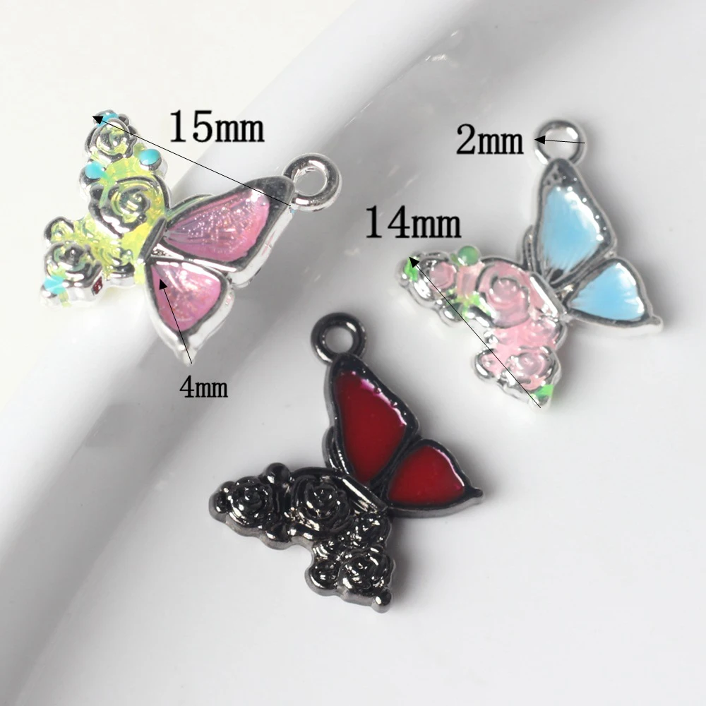 10pcs Color Flower Butterfly Shape Pendant Earring Ornament Necklace Bracelet Jewelry Making DIY Handmade Accessories Craft