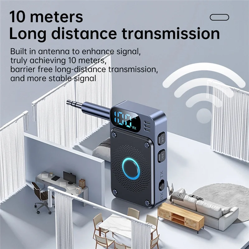 B30C-Bluetooth 5.4 Zender Ontvanger 3.5MM AUX Vliegtuigen Car Audio Draadloze Adapter Handsfree Bellen Voor PC Hoofdtelefoon Luidspreker