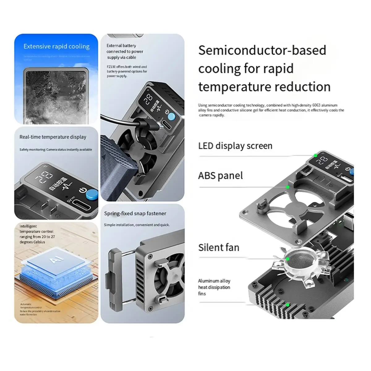 A72U -CR05F Cooling Fan Camera Radiator for A7M4 A7C2 ZVE1 and FX30 Camera Heatsink