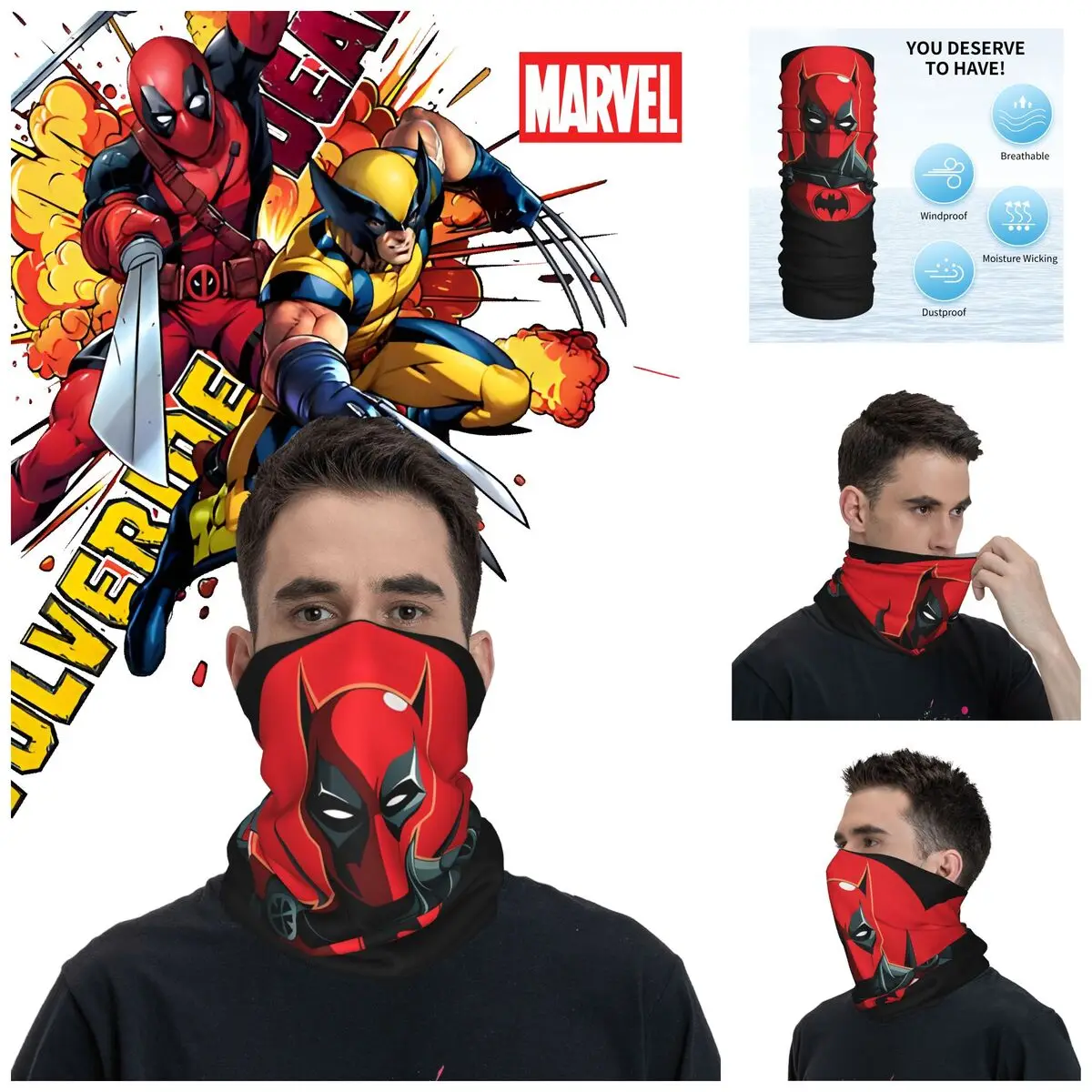 Popular Movies Deadpool & Wolverine Bandana Neck Cover Printed Motor Motocross Face Scarf Cycling Scarf Hiking Unisex Adult