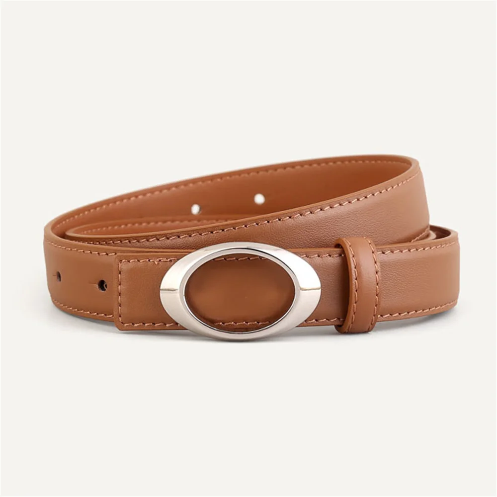 

Fashion Women Leather Belt Summer Casual Soild Color Pin Buckle Genuine Leather Belt Jeans Trouser Waistbelt Accessories