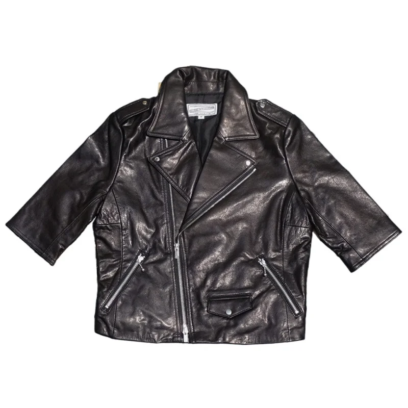 Leggero ort-Sve Moto Sle Vera Pelle Jaet Dolce Sle Slim Fit Cappotto ort da donna f Tannery eepskin