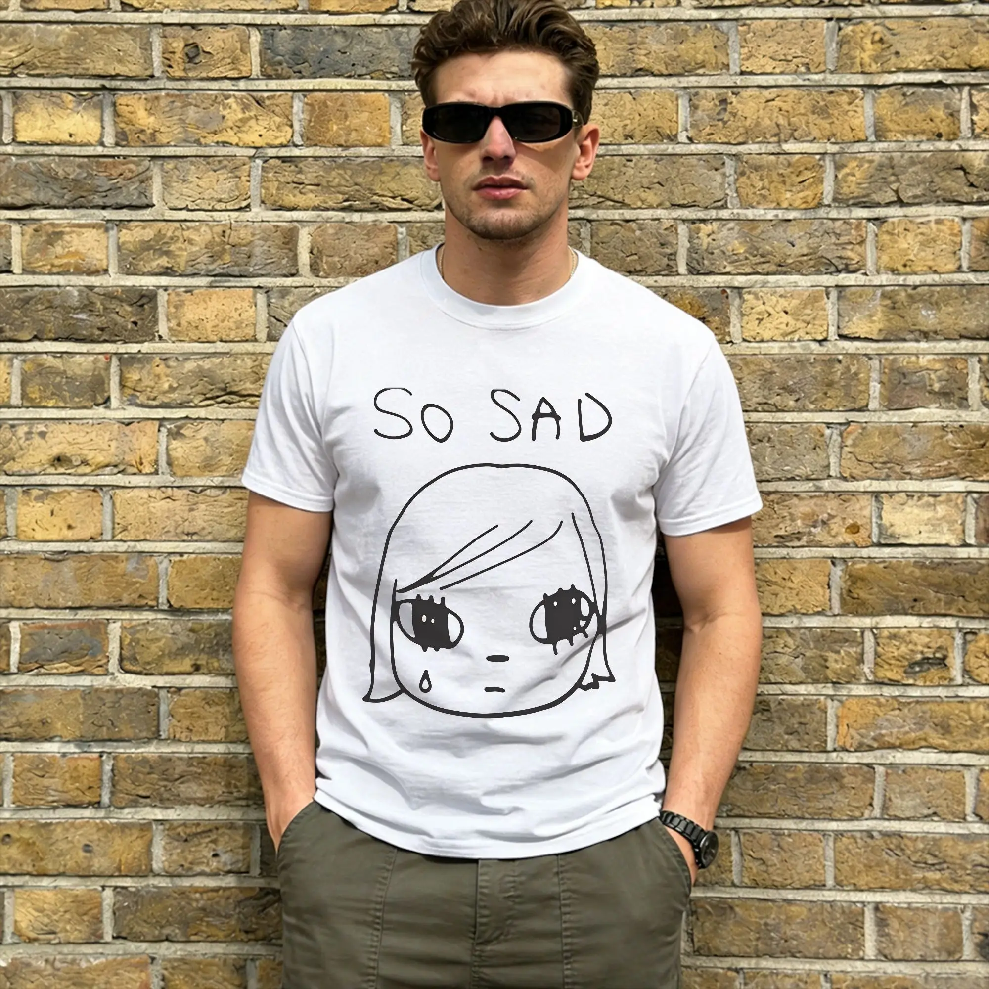 Men's T-Shirts Yoshitomos Nara Funny Cotton Tee Shirt Short Sleeve  T Shirts Round Neck Clothes Gift Idea