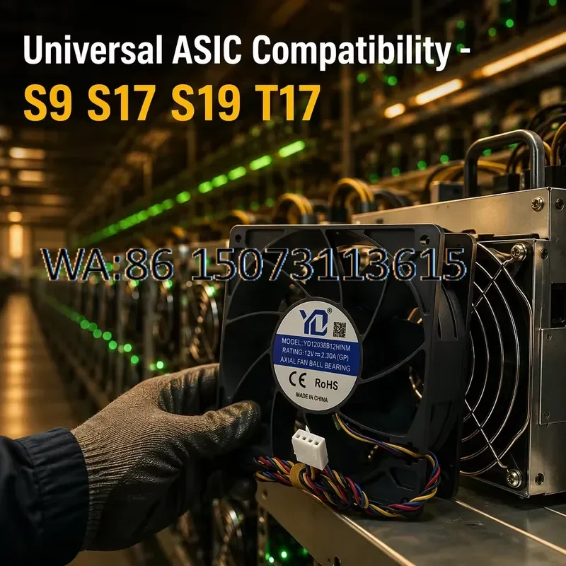 Ventilateur de refroidissement axial universel 120 mm DC 6000 tr/min 230 CFM à roulement à billes pour Antminer S19 S21 L9 Crypto Miner