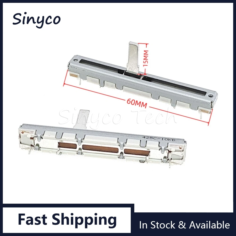 1PCS 6CM Straight Sliding Potentiometer B10K 60MM RS45111A6A08 Mono Mixer Speed Control Fader 10KB Handle Length 15mm