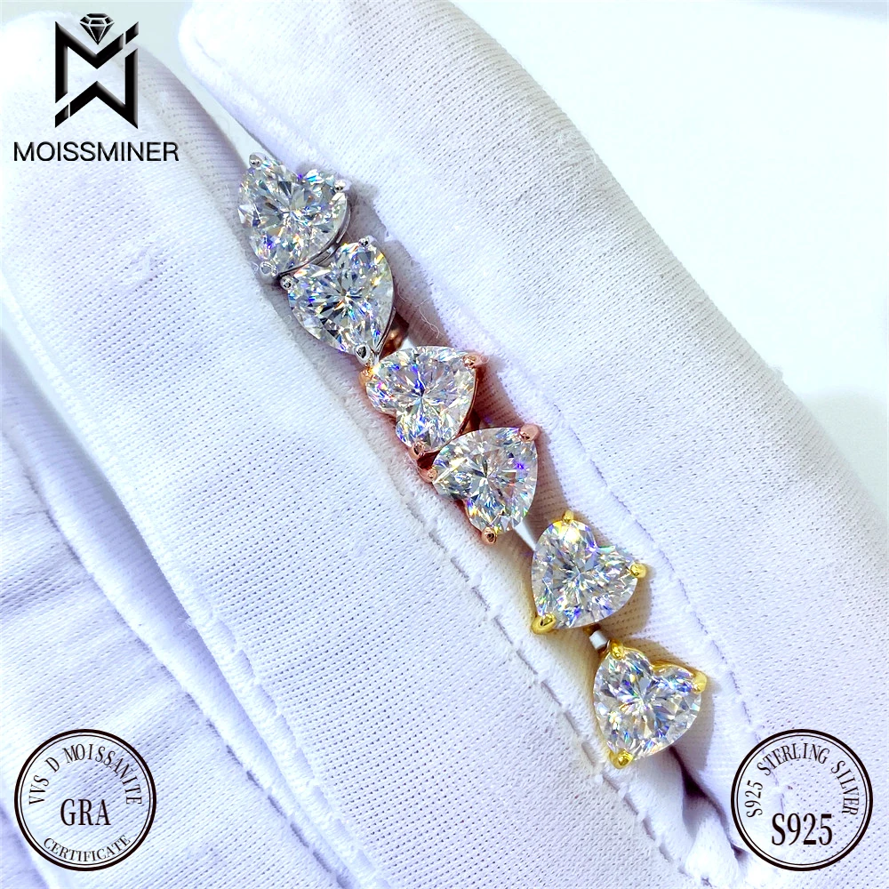 

Heart Moissanite Diamond Earrings For Women Ear Studs Men High-End Jewelry Pass Tester Free Shipping