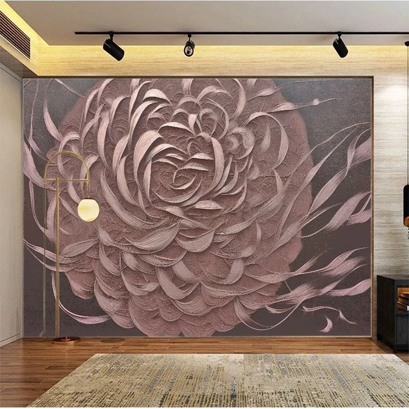 Custom 3D Modern Minimalist Art Brown Floral Flower TV Sofa Background Wall Mural Wallpaper For Bedroom Papel De Parede Tapety