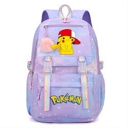 Pokemon Backpack Fashion Pikachu Schoolbag Cute Rainbow Color Backpack Kids Student Large Capacity School Bag Birthday Gifts