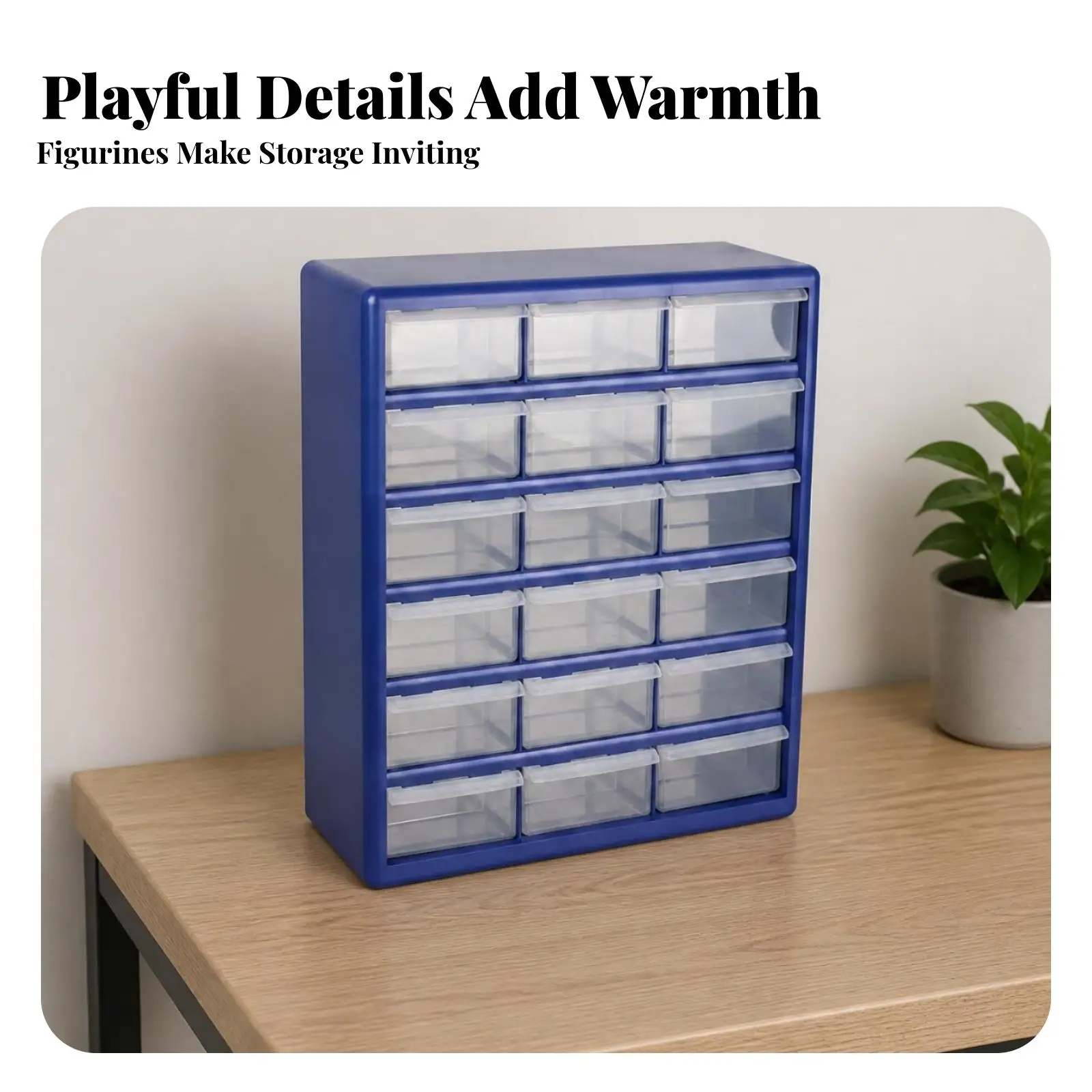 18-Drawer Organizer Transparent Drawers Desktop Drawer Cabinet 6-by-3 Layout