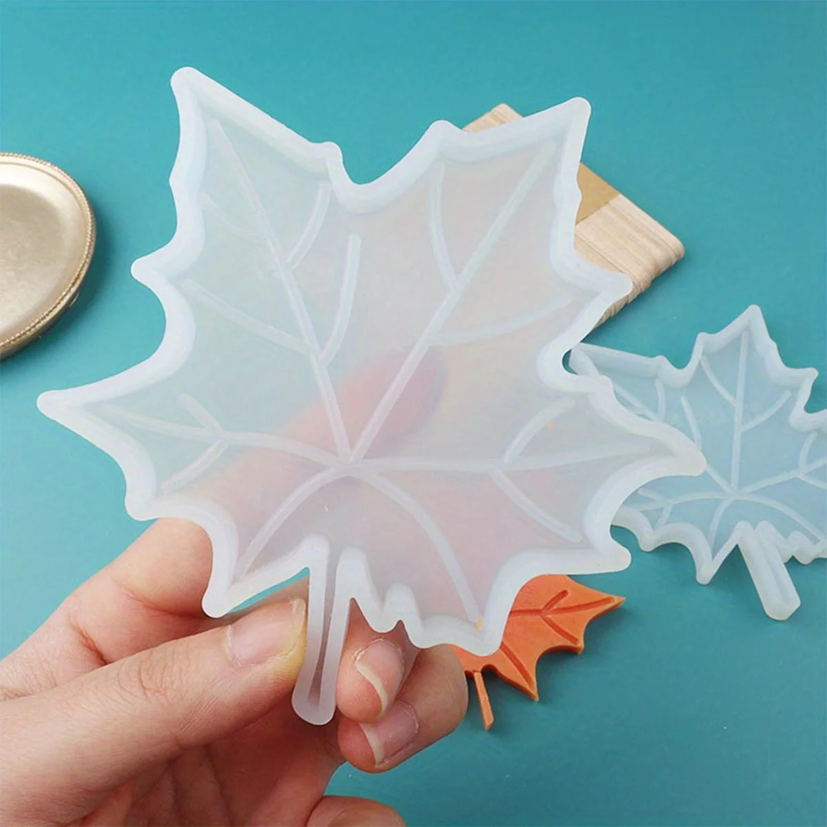 1pc Maple Leaf Coaster Silicone Mould Diy Mirror Maple Leaf Glue Mould Plaster Tree Glue Mould DIY Candle Mould