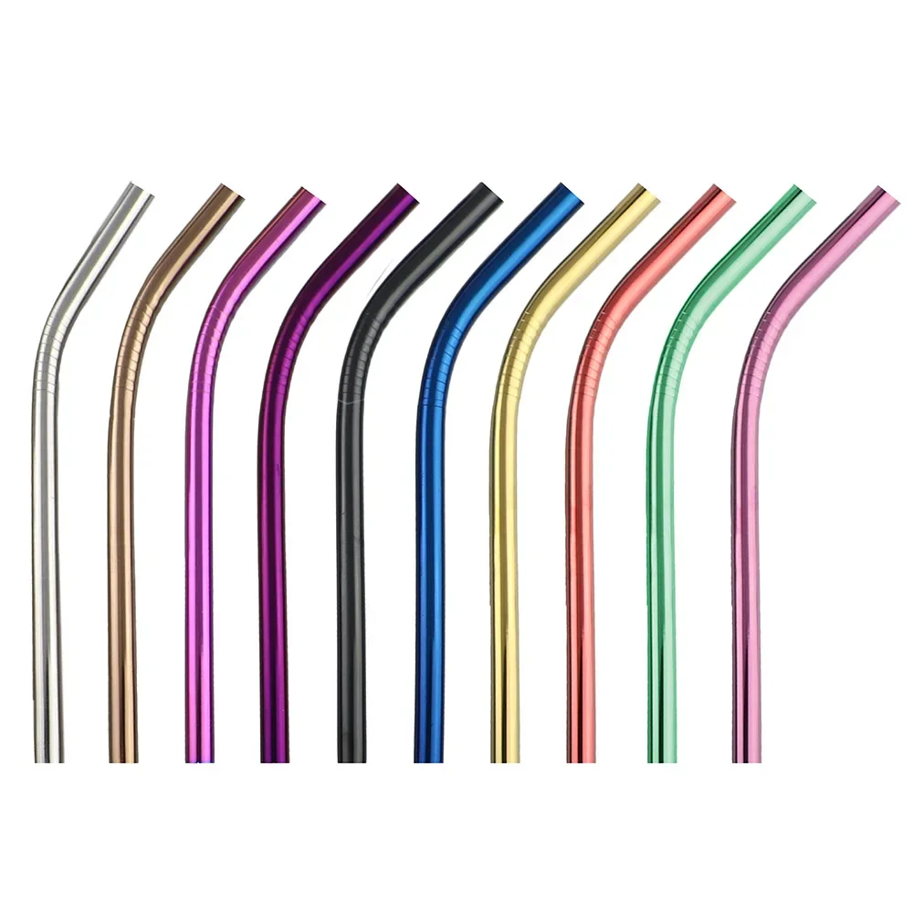 JANKNG 12mm Extra Wide Straws 10 Colors Bubble Tea Reusable Straws 304 Stainless Steel Milkshake Drinking Pink Green Straw Set