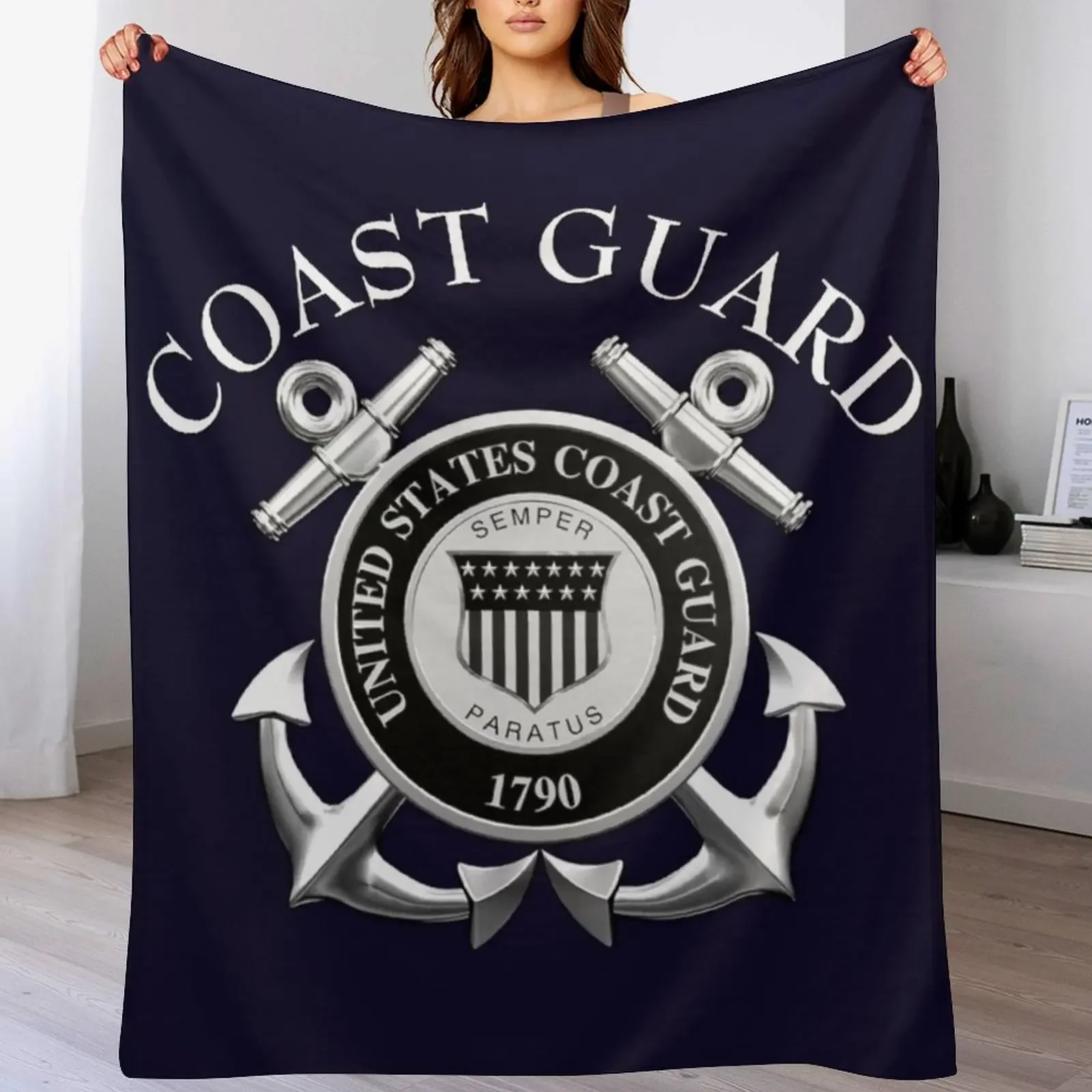 US Coast Guard Throw Blanket Lightweight Warm Blanket for Indoor Outdoor Use