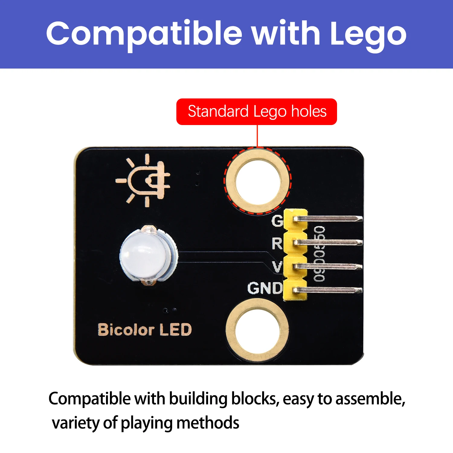 وحدة LED ثنائية اللون باللونين الأحمر والأخضر (الأنود المشترك) لمشاريع Arduino DIY المتوافقة مع كتل Lego DIY المكونات الإلكترونية