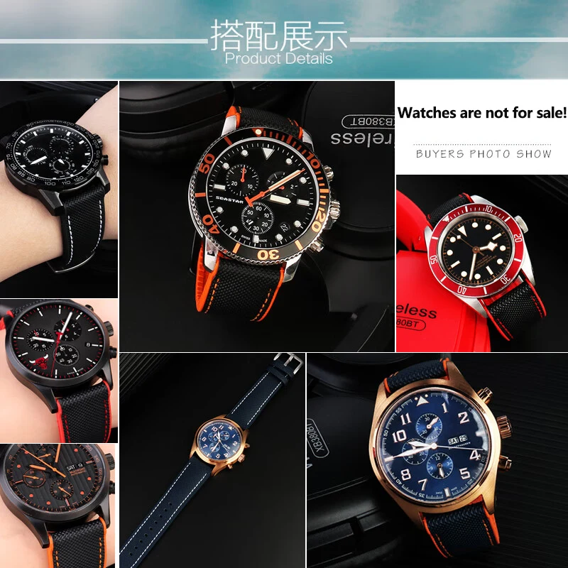 Zachte waterdichte band voor Longines TAG Heuer F1 Seiko Hamilton Casio serie nylon rubber onderkant horlogeband 20 21 22 23 mm armband