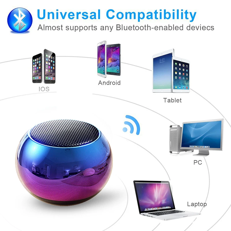 Mini Bluetooth Speaker with Mic TWS Wireless Sound Box HiFi Music Cell Phone Tablet Metal Loud Speake Portable Subwoofer