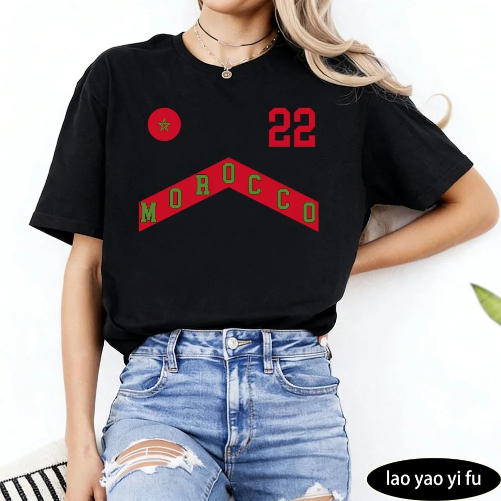 Morocco Tee Morocco Jersey Morocco Tshirt Fashion Graphic T Shirts O-neck Classic Pattern Y2k Style Tops Oversized Clothes