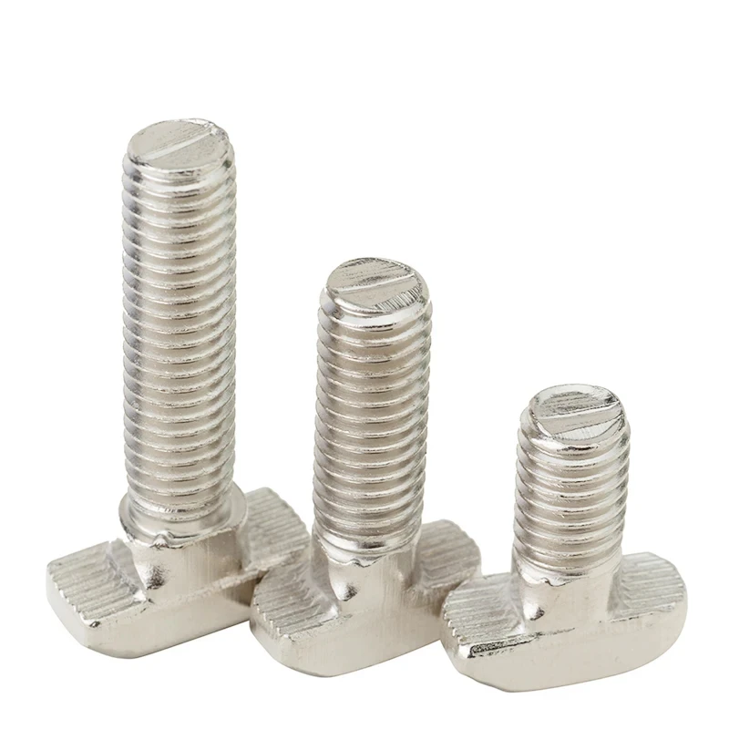 10Pcs/lot M5 M6 M8 Nickel Plated Steel T Hammer Head Bolt Aluminum Connector Screws for EU20/ 30/ 40/4 5 Aluminum Profiles