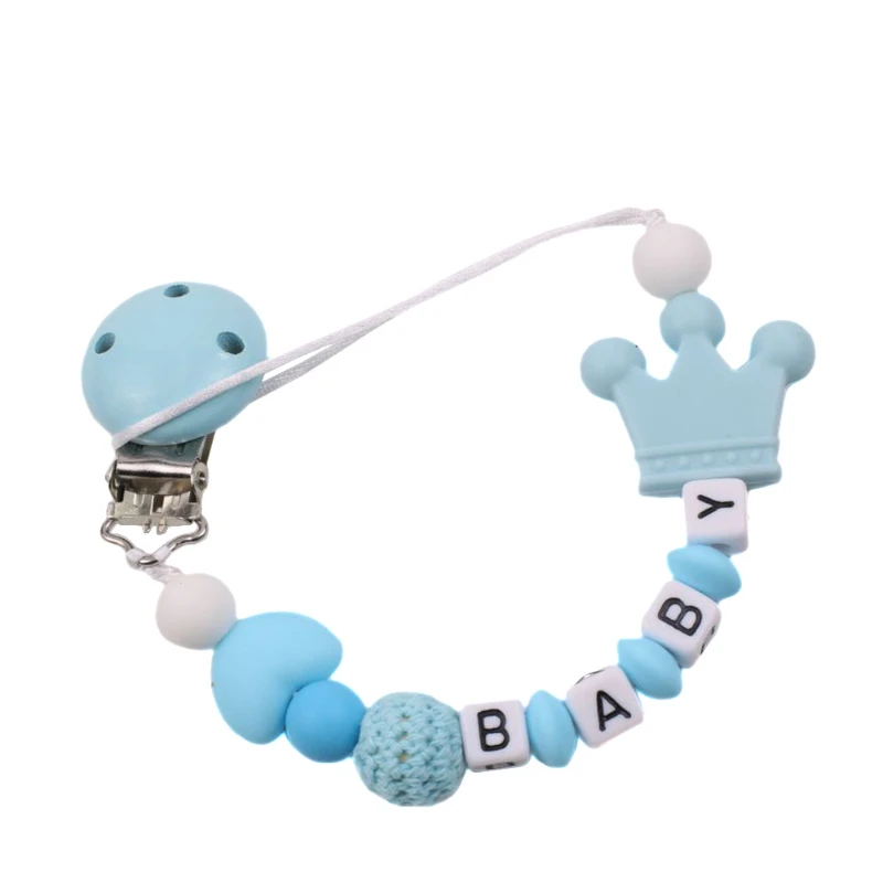 Baby Pacifier Clips Personalized Name Cartoon Lollipops Dummy Nipples Holder Clip Teethers Newborn Accessories Anti-Lost Chain