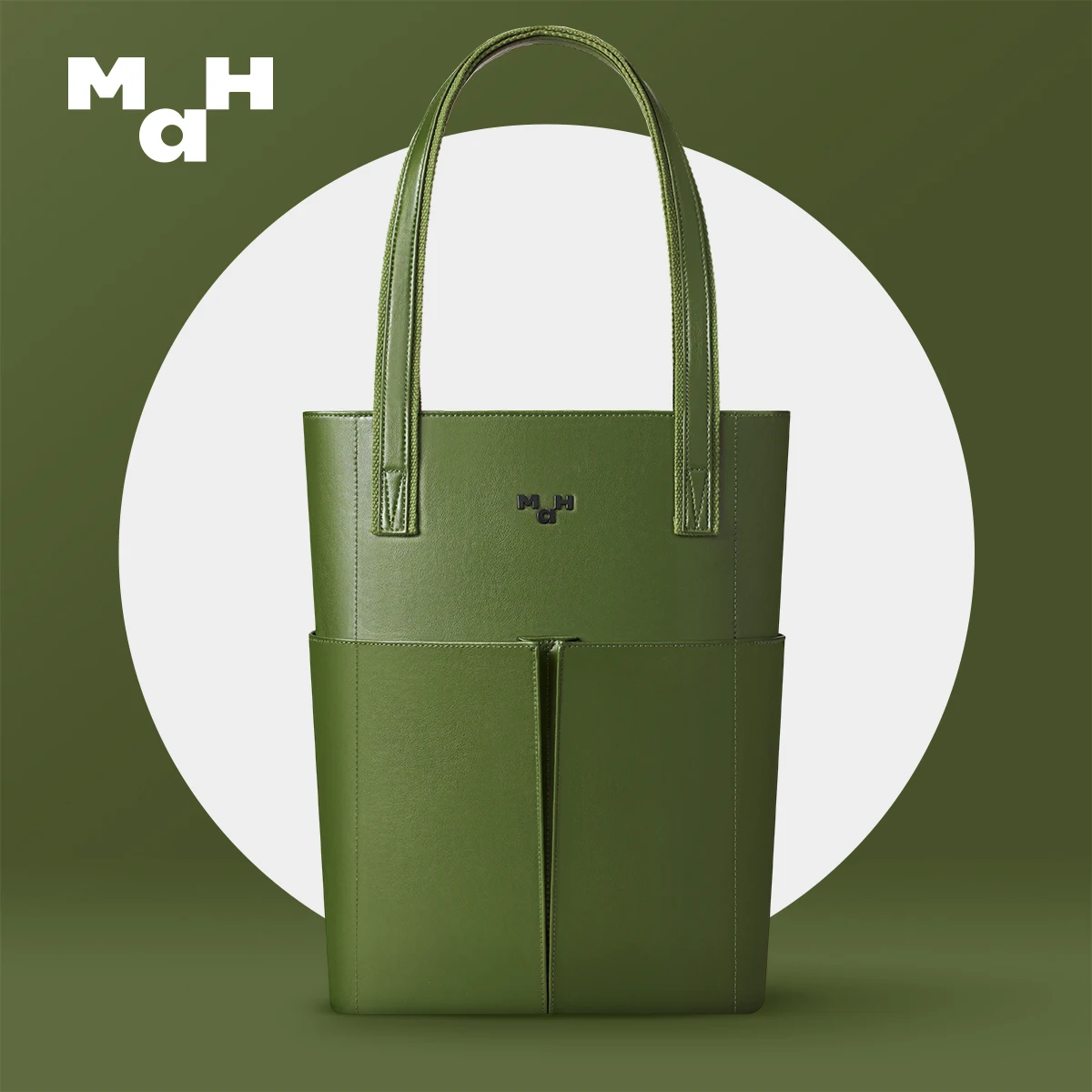 MAH Line Tote Mexican Cactus Plain Leather Simple Commuter Travel Work Bag College Student Schoolbag Leisure Shoulder Bag