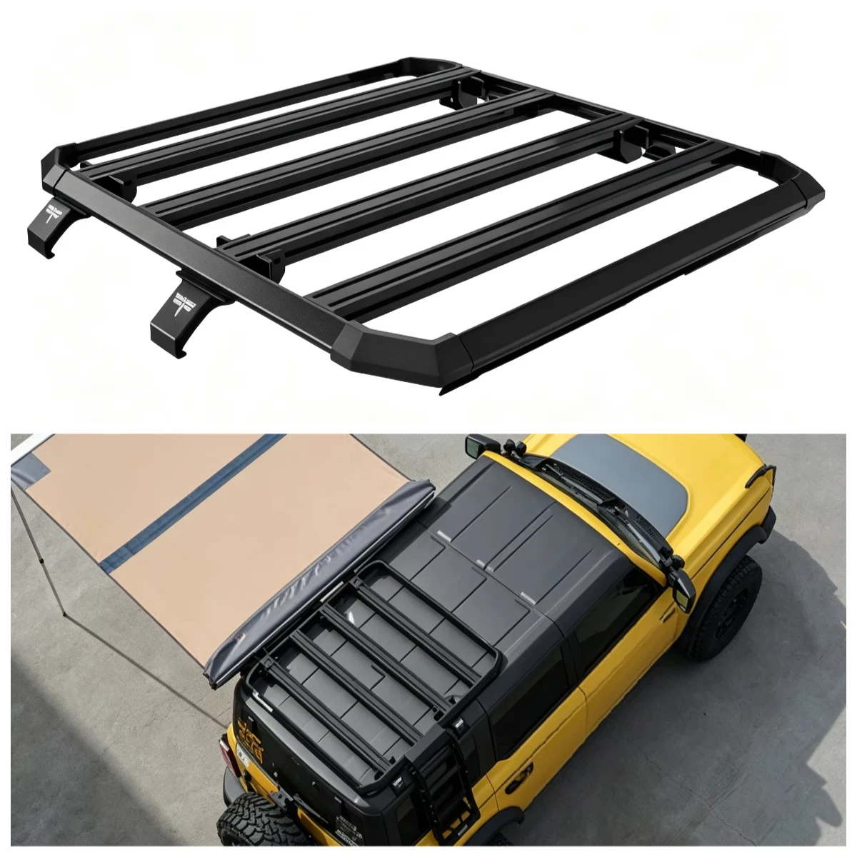 JK Professional Al Mg Alloy Low Profile Roof Rack System for Ford Bronco 2021+ T-Slot Modular Overlanding Cargo Carrier No