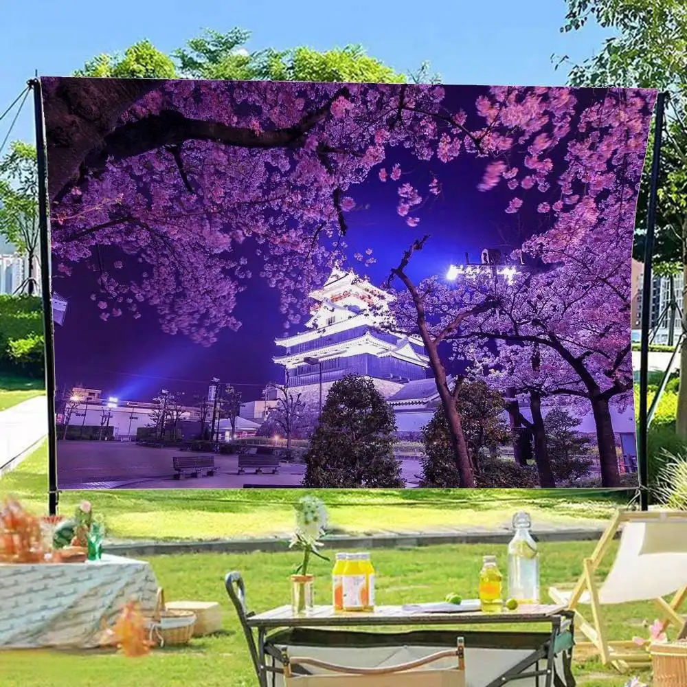 Sakura Scenery Retro Flags Multiple Choice Living Studio Booth Interior Decoration Banner
