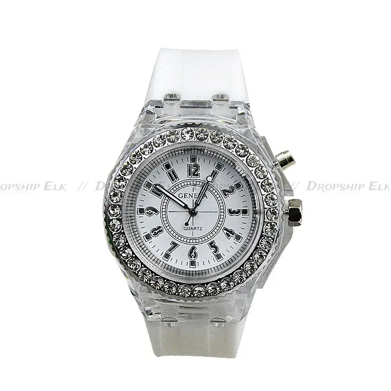 Наручные часы со светодиодной разноцветной подсветкой, светящиеся часы со светодиодной вспышкой, индивидуальные тенденции, студенты, любители желе, женские и мужские часы