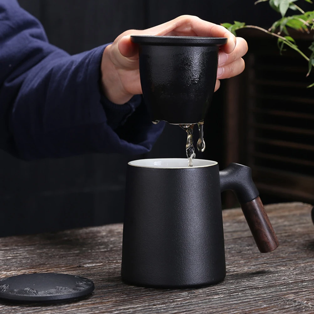 

1 Set Stylish Ceramic Mug Removable Filter Tea Separator Home Office Coffee Cup Milk Water Travel Baking Restaurant