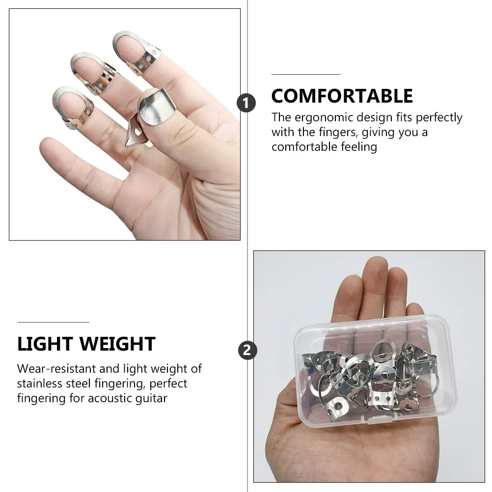 

1set 1Set Metal Guitar Finger Picks Adjustable Banjo Open Design Durable Brass Comfortable Thumb Ukulele Accessories