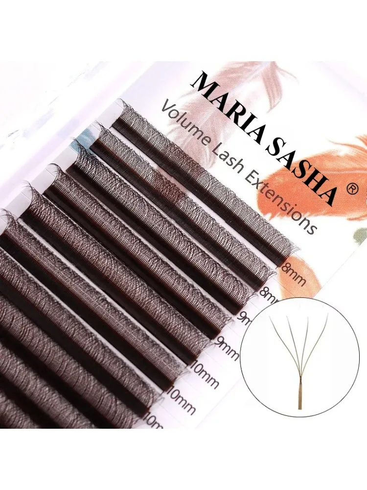 MARIA Brown 4D W Shape Type Individual Eyelash Colorful Lashes Extension Naturalnie miękkie Real Black Mink Premade Volume Fans — zdjęcie 2