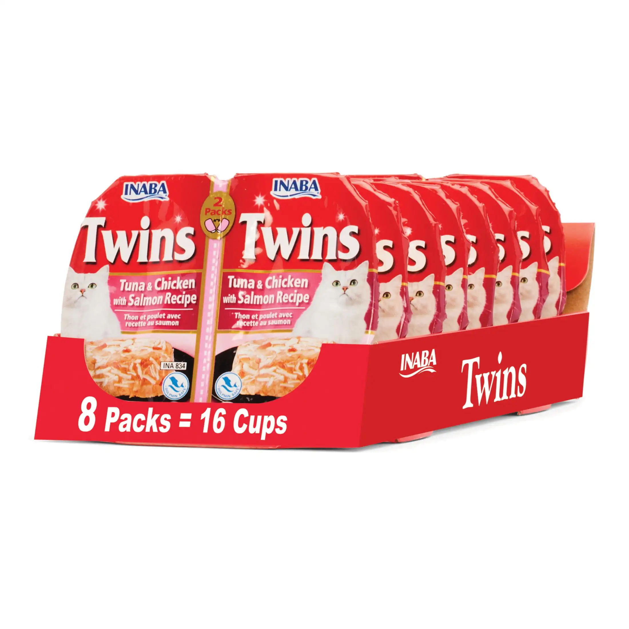 

Twins Wet Cat Topper Cups, 1.23 oz Serving, 16 Servings, Tuna & Chicken with Salmon